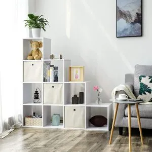 10 Cube Bookshelf Room Divider, Freestanding Shelf with Display (2)