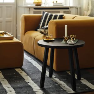 Modern Round Side Table with Tapered Legs (2)