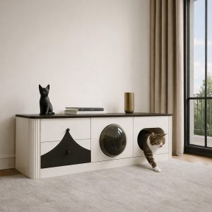 TV cabinet with cat house 8