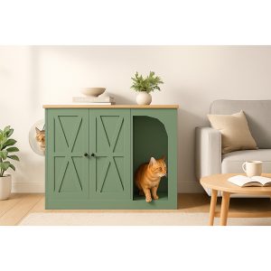 Modern Cat Furniture Sideboard with Storage and Pet Nook (2)