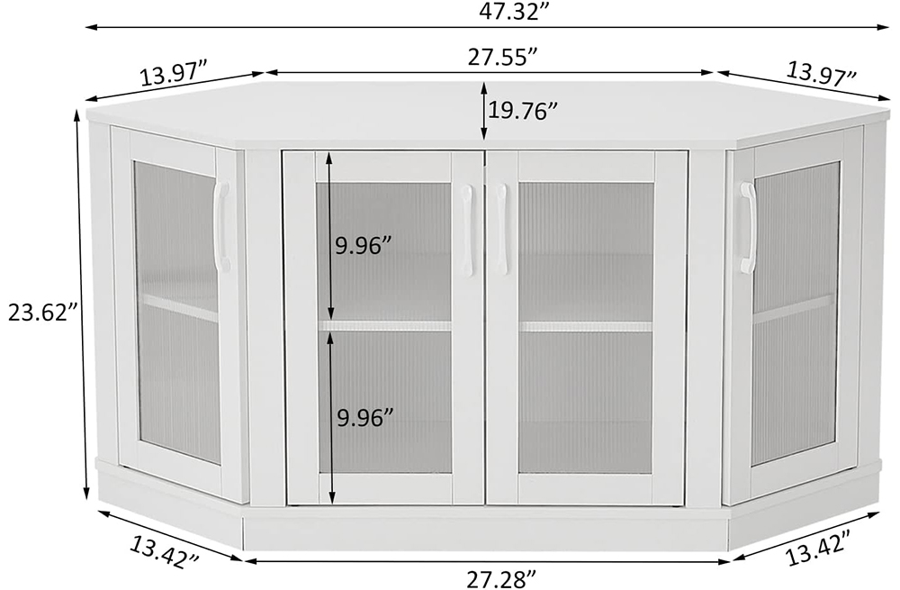 Stylish White Corner TV Stand with Storage for Living Room Detial (1)