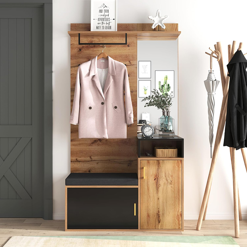 Maxwell Racks ราวแขวนเสื้อและรองเท้าดีไซน์ทันสมัย พร้อมกระจกและช่องเก็บของ - MAXWELL