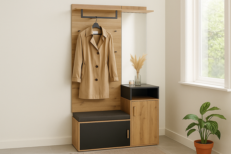 Maxwell Racks ราวแขวนเสื้อและรองเท้าดีไซน์ทันสมัย พร้อมกระจกและช่องเก็บของ - MAXWELL