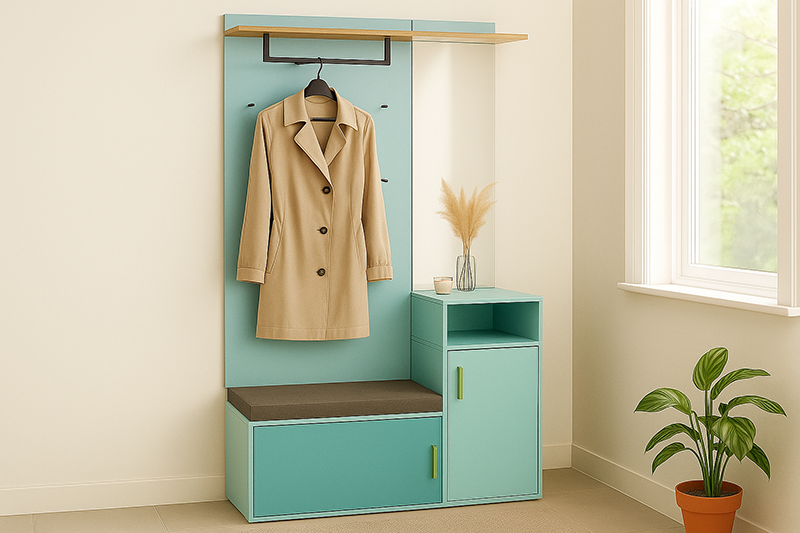 Maxwell Racks ราวแขวนเสื้อและรองเท้าดีไซน์ทันสมัย พร้อมกระจกและช่องเก็บของ - MAXWELL